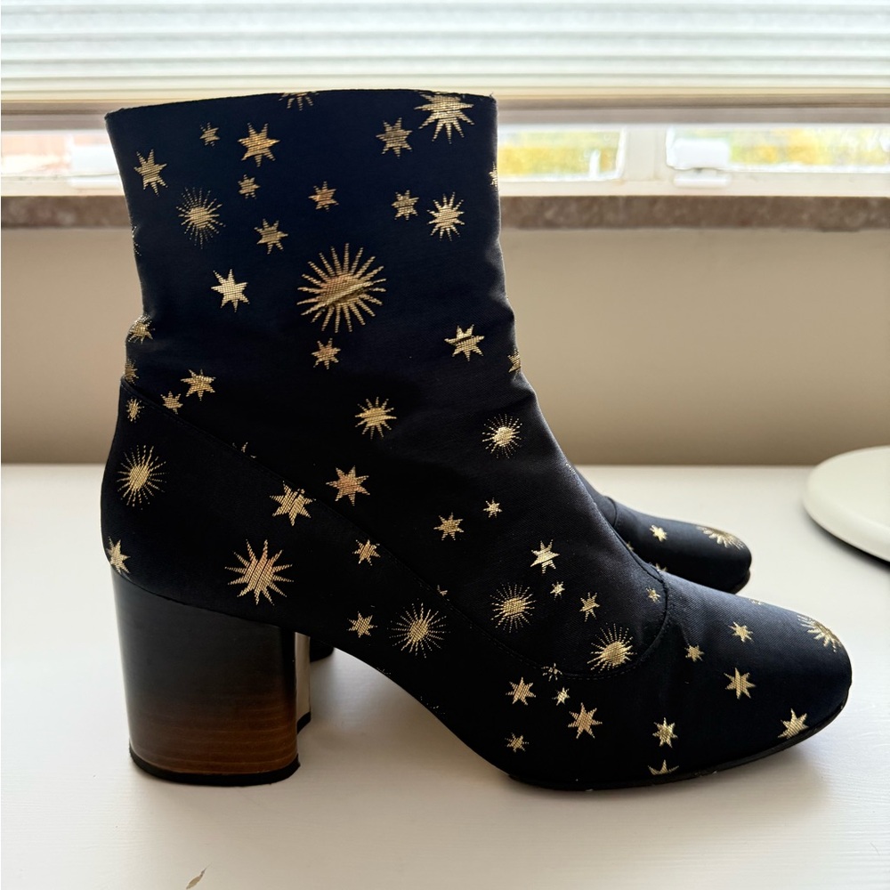 Paul Smith London Black and Gold Star Ankle Boots